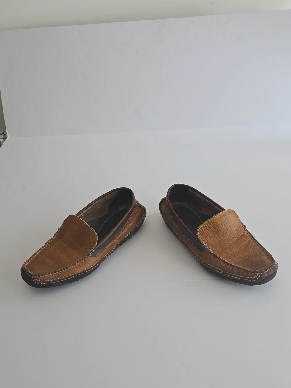 L.L. Bean Men's Allagash Bison Leather Driving Loafers  Mocs Two Tone Size 10